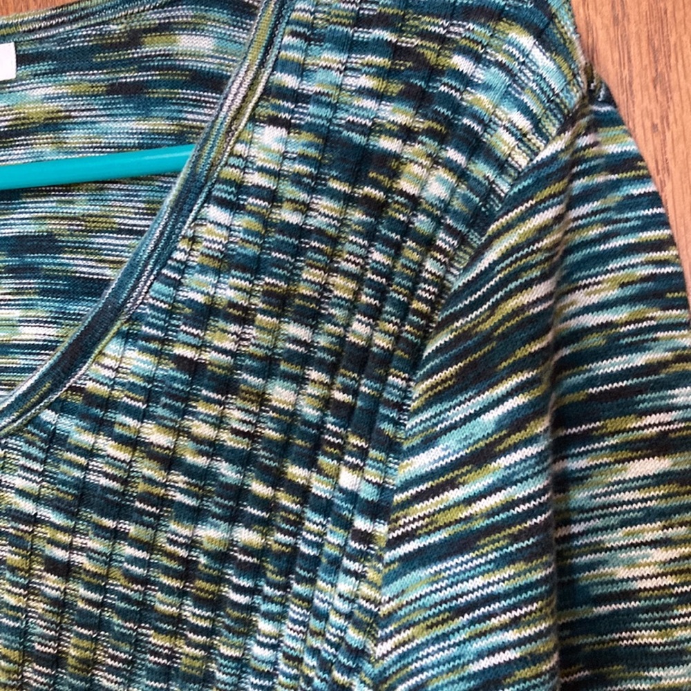Soft Lightweight Multi Colored Greens Sweater - image 4